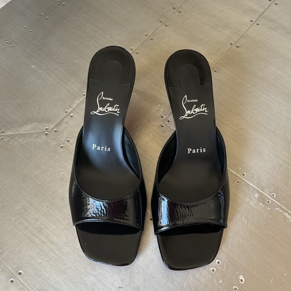 Christian Louboutin condora mule 55mm black patent sandal mule sz 38 - Picture 5 of 12